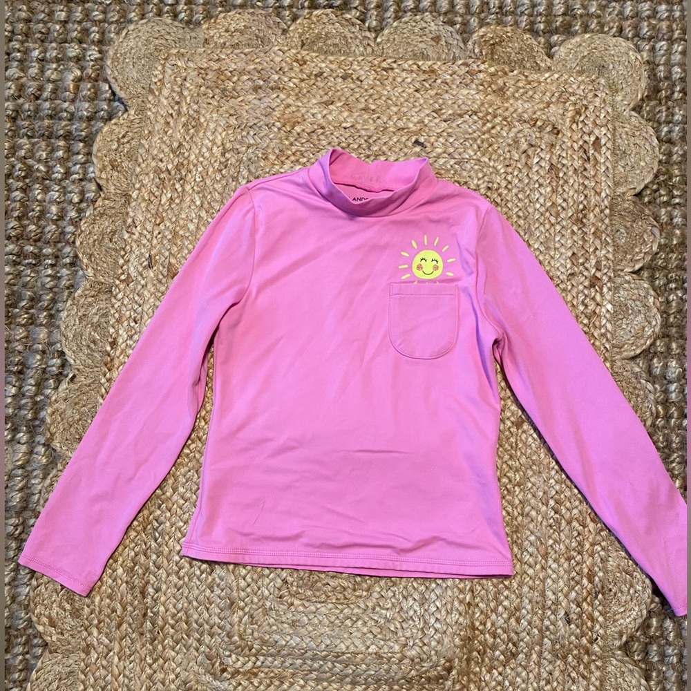 Lands End girls long sleeve rashguard sunny swim top